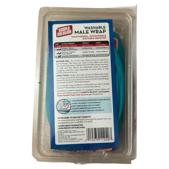 Simple Solution Male Dog Wrap Sz Small 12-14” Washable Belly Band Incontinence - Picture 2 of 2
